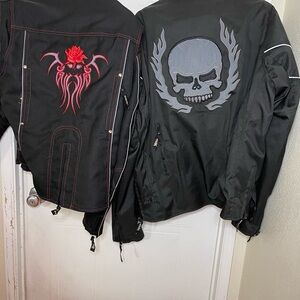 Women’s Black and Red Rose Embroidered Motorcycle Jacket
